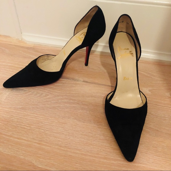 christian louboutin black suede pumps